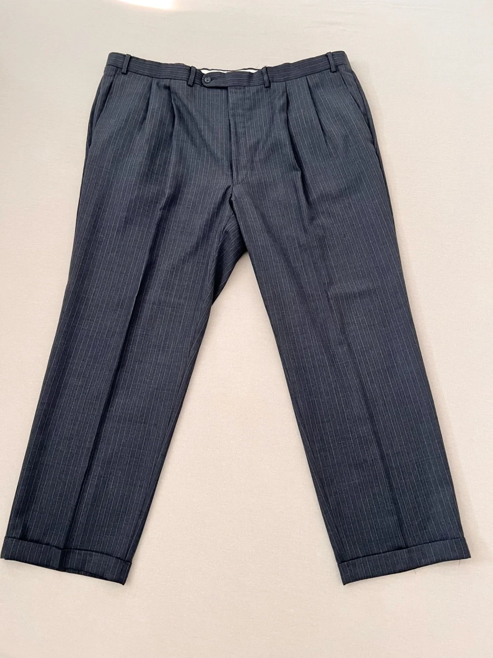 Vintage Jack Victor Gray Pinstripe Suit 52L 47W